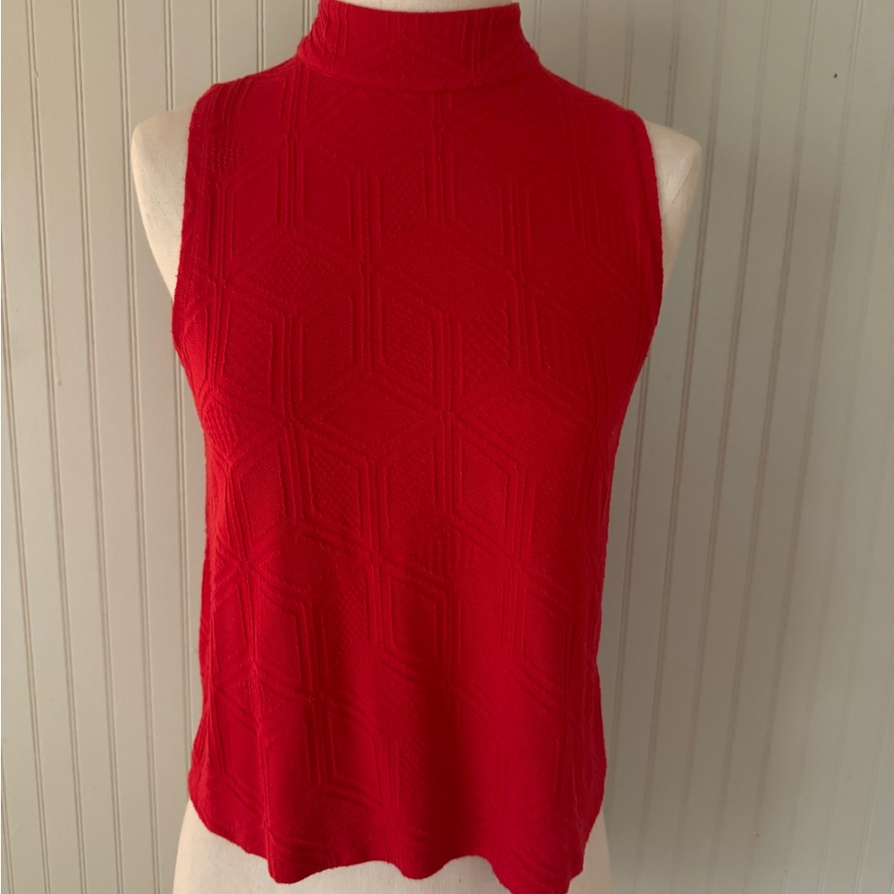 Anthropologie Red Mock Neck Top